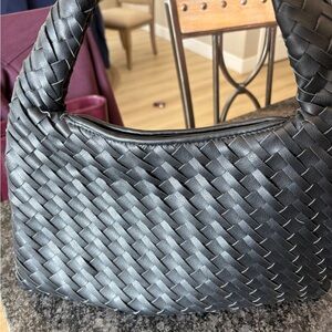 Walter Baker Black Woven Shoulder Bag with Padded Handle